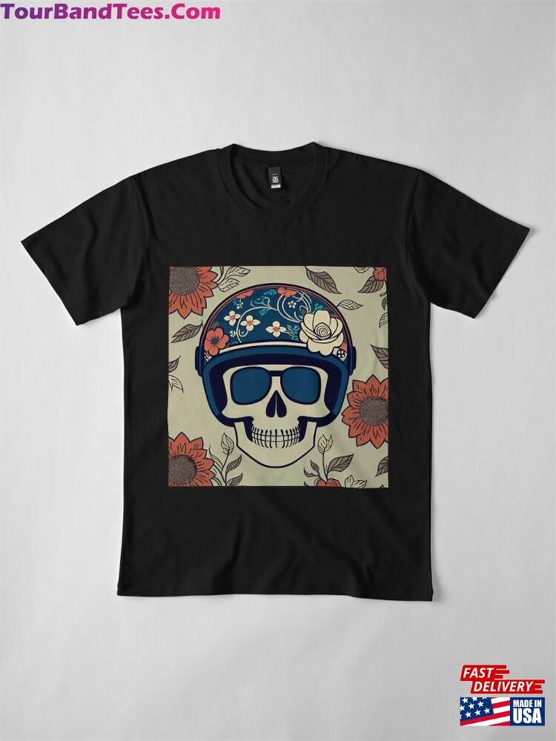 Muted Colored Roller Derby Player Skull Skeleton Head In Flowered Helmet Premium T-Shirt Hoodie 29Uf187353 – Utopia Fashion