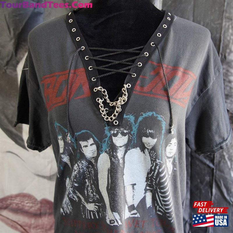 Olivia Paige Diy Band Shirt Bon Jovi Tour Concert Top With Lace Up Chains Classic Sweatshirt 29Uf169551 – Utopia Fashion