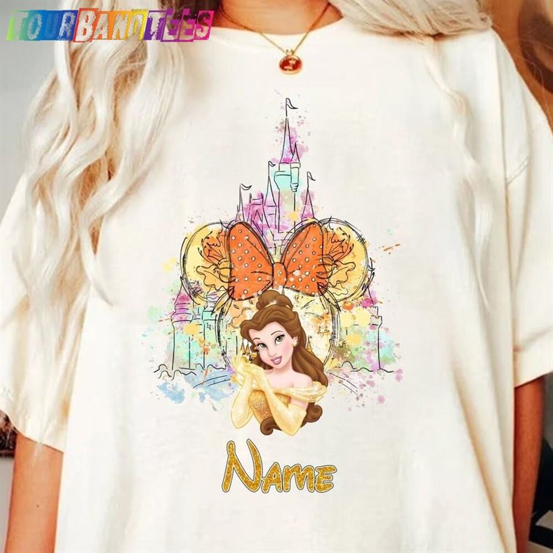 Personalized Disney Princess Shirt Belle Watercolor Castle Hoodie Classic 29Uf175481 – Utopia Fashion