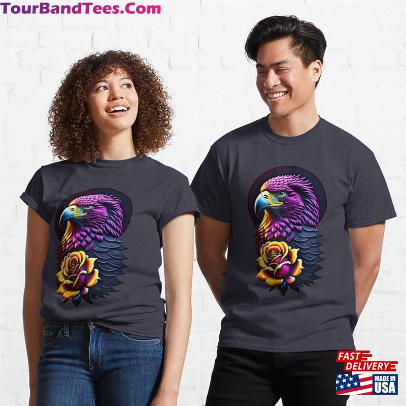 Purple Eagle With Gold Rose Classic T-Shirt 29Uf182546 – Utopia Fashion