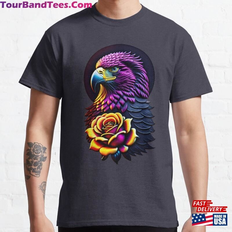 Purple Eagle With Gold Rose Classic T-Shirt 29Uf182546 – Utopia Fashion