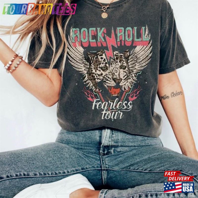 Rock N Roll Fearless Tour Stone Wash Tee Sweatshirt T-Shirt 29Uf173043 – Utopia Fashion