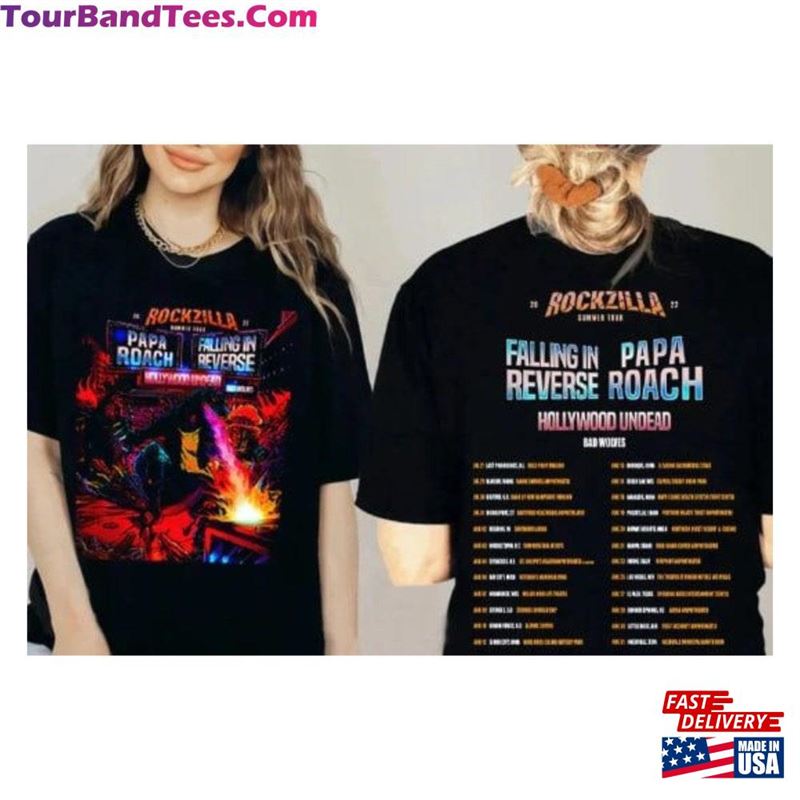 Rockzilla Tour T-Shirt Papa Roach Falling In Reverse Unisex Classic 29Uf170142 – Utopia Fashion