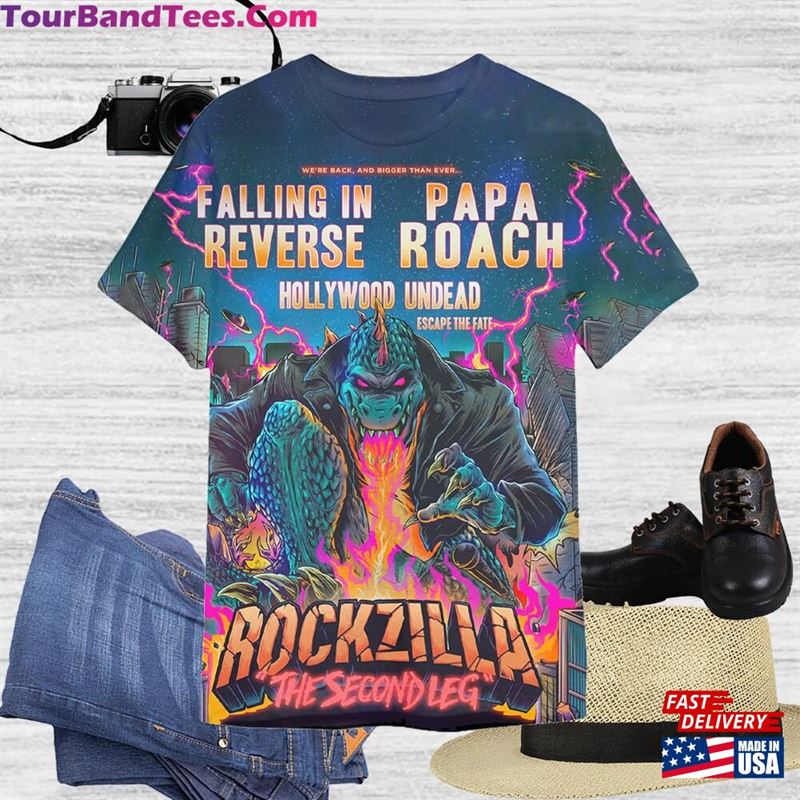 Rockzilla The Second Leg Tour T-Shirt Papa Roach Falling In Reverse Add New To Shirt Sweatshirt Unisex 29Uf186953 – Utopia Fashion