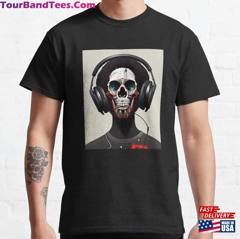 Skull Loves Music T Shirts And Stickers Classic T-Shirt Sweatshirt 29Uf167680 – Utopia Fashion