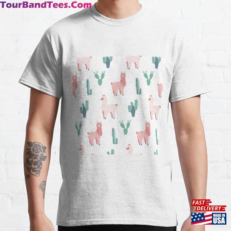 Southwestern Charm Cute Llama Alpaca And Cactus Pattern Classic T-Shirt Sweatshirt Unisex 29Uf187245 – Utopia Fashion