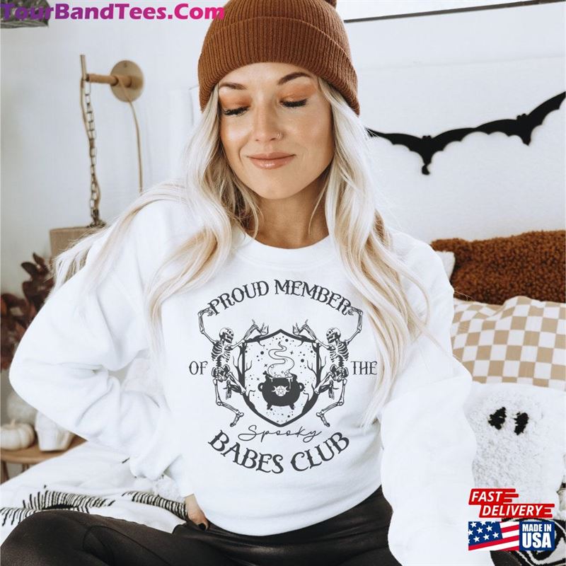 Spooky Babe Club Hoodie Halloween Crewneck Dancing Skeleton Classic Sweatshirt 29Uf172637 – Utopia Fashion