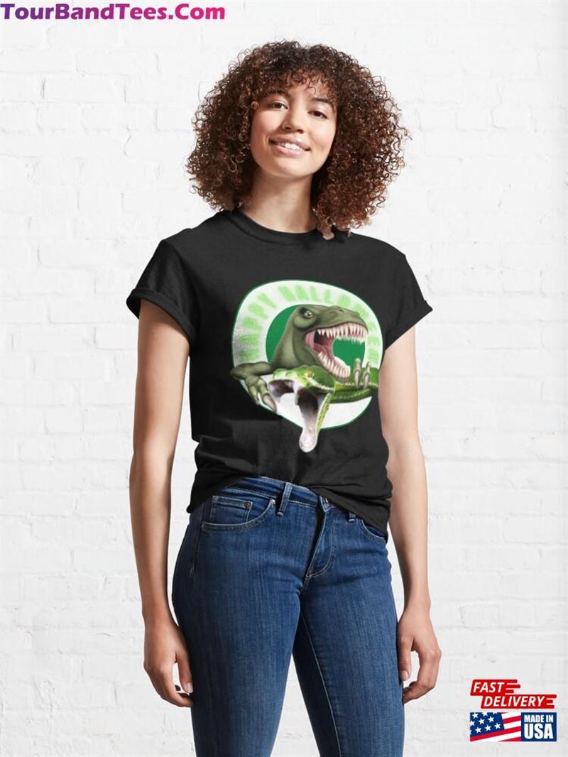 T Rex Dinosaur Viper Snake Green White Circle Design Happy Halloween Funnymofo Classic T-Shirt Hoodie 29Uf167727 – Utopia Fashion