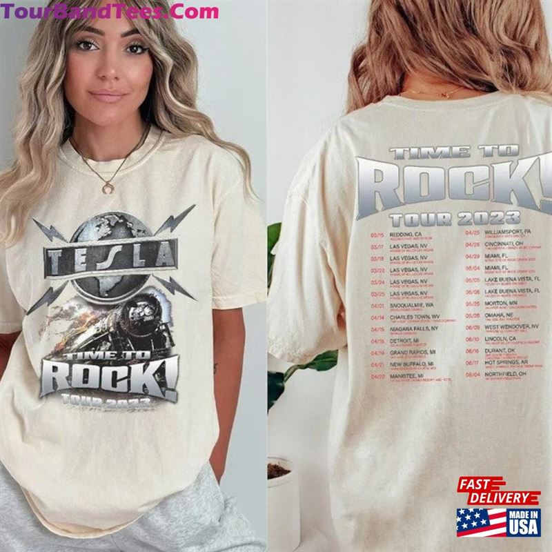 Tesla Time To Rock! Tour Shirt Rock Band Concert T-Shirt Hoodie Sweatshirt 29Uf164907 – Utopia Fashion