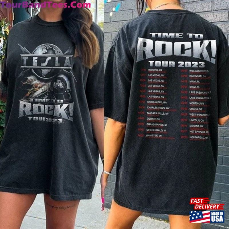 Tesla Time To Rock! Tour Shirt Rock Band Concert T-Shirt Hoodie Sweatshirt 29Uf164907 – Utopia Fashion