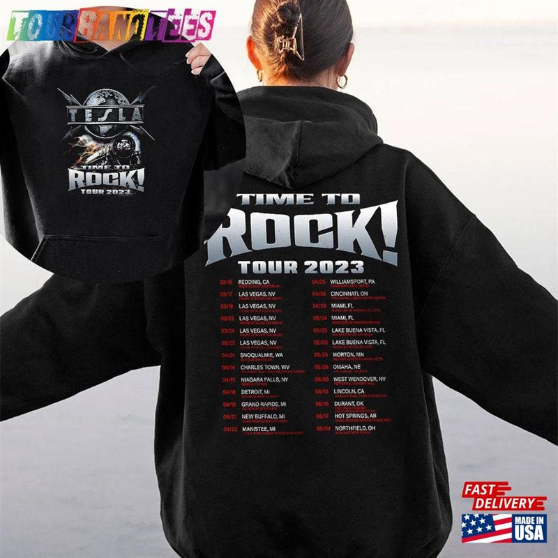 Tesla Time To Rock! Tour Shirt Rock Band Concert T-Shirt Hoodie Unisex Classic 29Uf171990 – Utopia Fashion