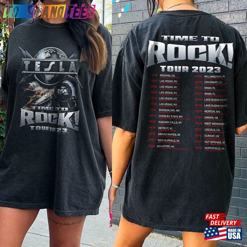 Tesla Time To Rock! Tour Shirt Rock Band Concert T-Shirt Hoodie Unisex Classic 29Uf171990 – Utopia Fashion