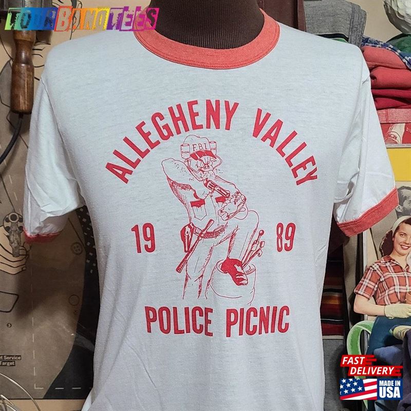 Vintage Allegheny Valley Police Pig Roast Picnic Cat Soft Burnout Threadbare Thin 80S Single Stitch Ringer Tee T Shirt Hoodie Sweatshirt 29Uf172298 – Utopia Fashion