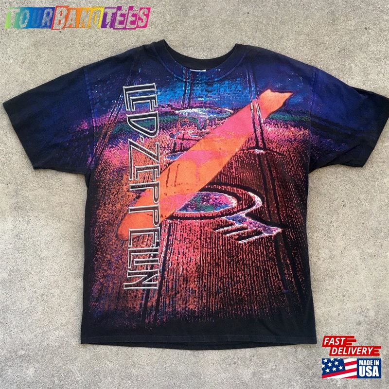 Vintage 1990S Led Zeppelin All Over Print Black T Shirt Size Extra Large Single Stitch Concert Tour Band Swag Pink Floyd Liquid Blue Hoodie T-Shirt 29Uf171675 – Utopia Fashion