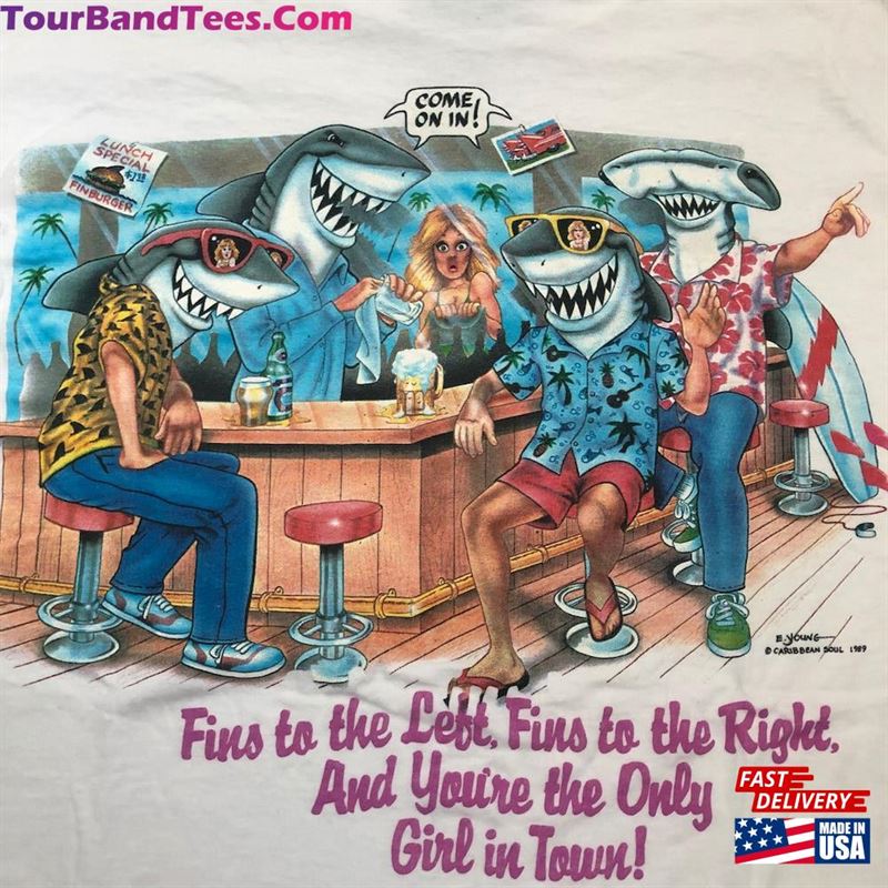 Vintage Caribbean Soul Sharks Surf Shirt Art By E Young T-Shirt Unisex 29Uf165072 – Utopia Fashion