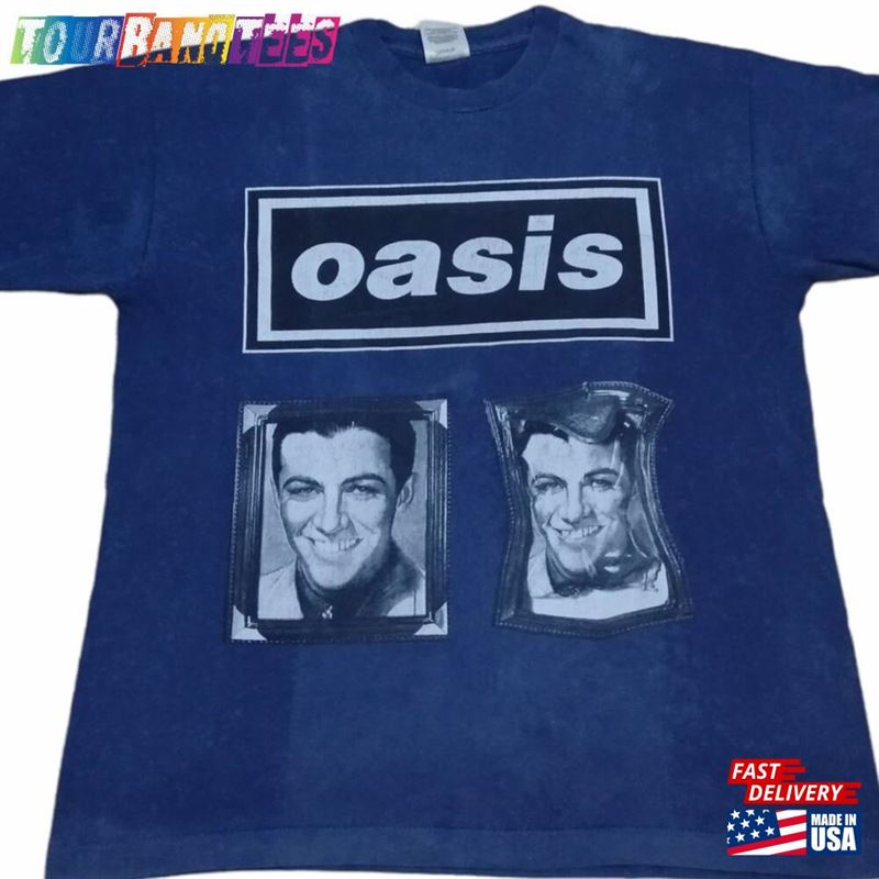 Vintage 90’S Oasis English Rock Band Dark Blue Large T-Shirt Shakemaker Single Shirts Line Up Genre Britpop Loud Tour Size L Sweatshirt Unisex 29Uf165990 – Utopia Fashion