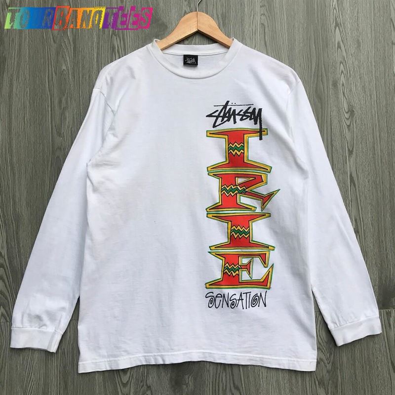 Vintage 90’S Stussy T-Shirt Medium Irre Sensation Old Skool Skateboarding Streetwear Thrasher Magazine White Long Sleeve Tee Size M Classic Sweatshirt 29Uf166533 – Utopia Fashion