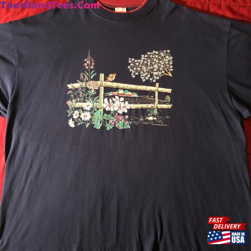 Vintage 90S Country Farm Wood Fence Bird Flower Tree Classic Made In Usa T-Shirt 29Uf165043 – Utopia Fashion