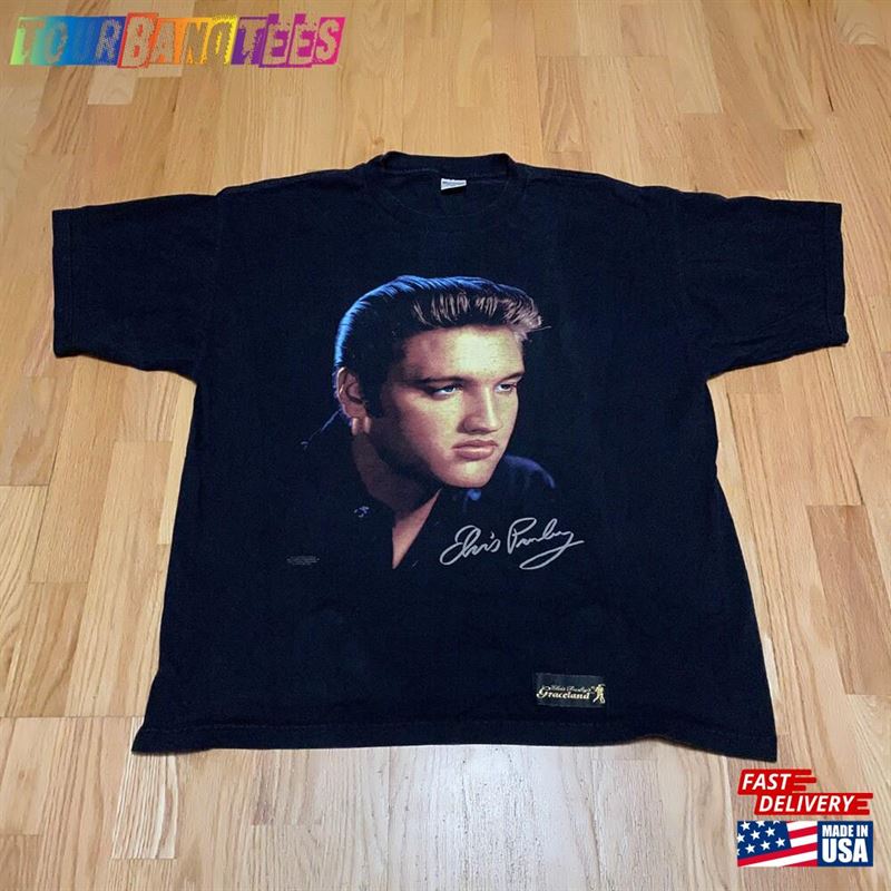 Vintage 90S Elvis Presley Big Face Graceland Black Cotton Short Sleeve T-Shirt Unisex Hoodie 29Uf171232 – Utopia Fashion