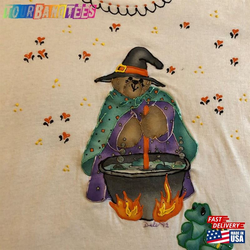 Vintage 90S Halloween Witch Cat Cauldron Spooky Scary Art Made In Usa Classic Single Stitch T-Shirt Hoodie 29Uf165942 – Utopia Fashion