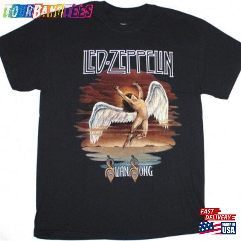 Vintage 90S Led Zeppelin Swan Song New Black T Shirt Classic T-Shirt 29Uf172969 – Utopia Fashion