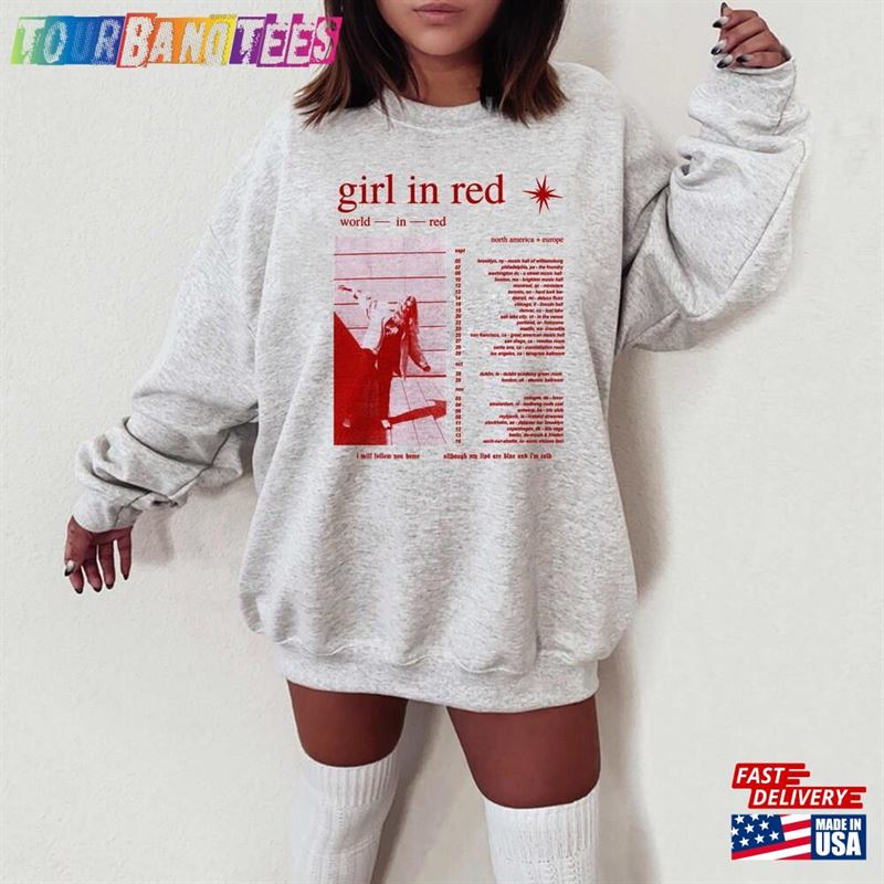 Vintage Aesthetic Girl In Red Tour Shirt T-Shirt Hoodie 29Uf173281 – Utopia Fashion