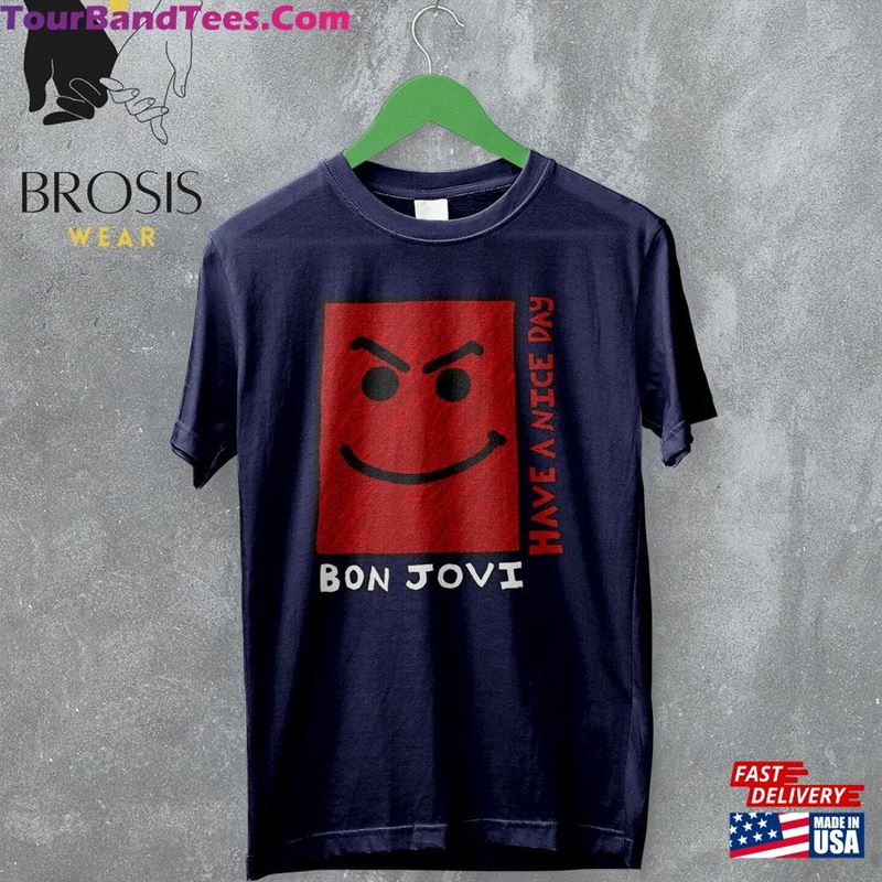 Vintage Album Bon Jovi T-Shirt Have A Nice Day Shirt Red Smiley Inspired 90’S Graphic Tee Rock Fan Gifts Unisex Sweatshirt 29Uf180721 – Utopia Fashion