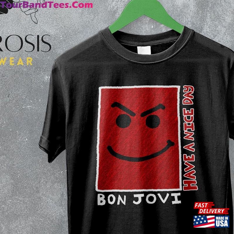 Vintage Album Bon Jovi T-Shirt Have A Nice Day Shirt Red Smiley Inspired 90’S Graphic Tee Rock Fan Gifts Unisex Sweatshirt 29Uf180721 – Utopia Fashion