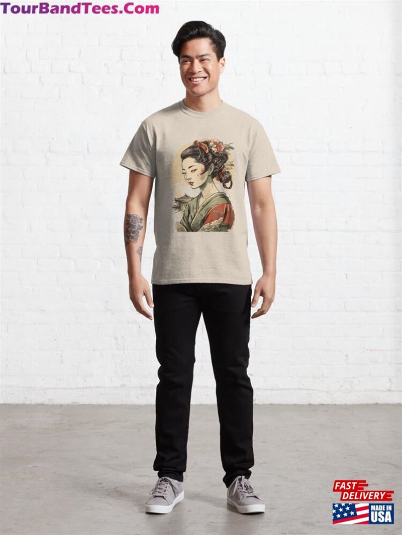 Vintage Anime Asian Style Geisha Classic T-Shirt 29Uf187637 – Utopia Fashion