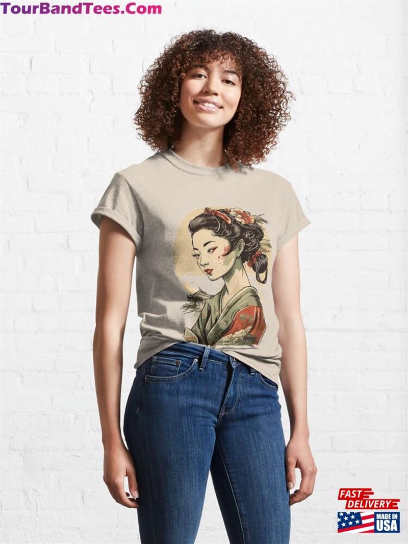 Vintage Anime Asian Style Geisha Classic T-Shirt 29Uf187637 – Utopia Fashion