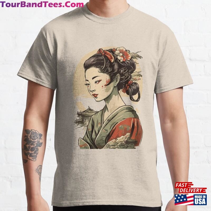 Vintage Anime Asian Style Geisha Classic T-Shirt 29Uf187637 – Utopia Fashion