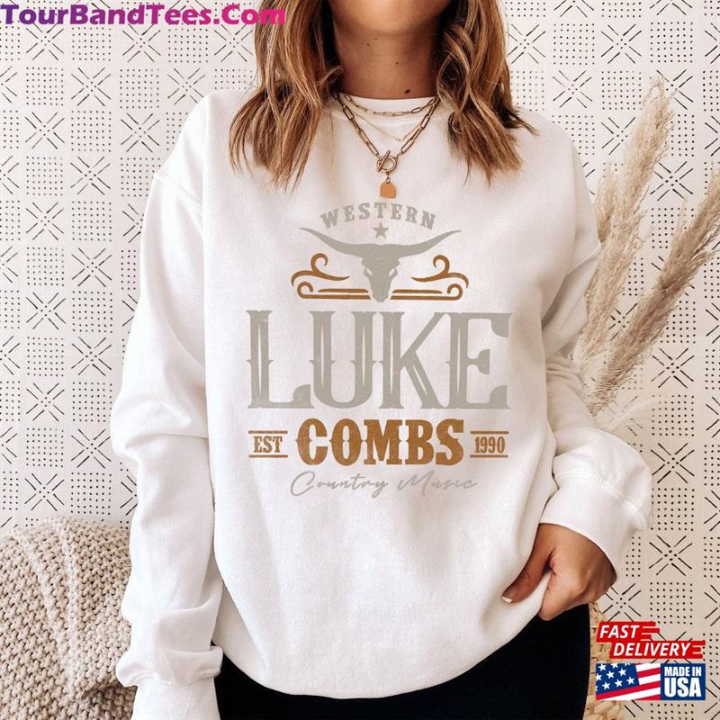 Vintage Luke Combs Est T-Shirt Hoodie Western Bullhead Tour Merch Classic 29Uf186555 – Utopia Fashion