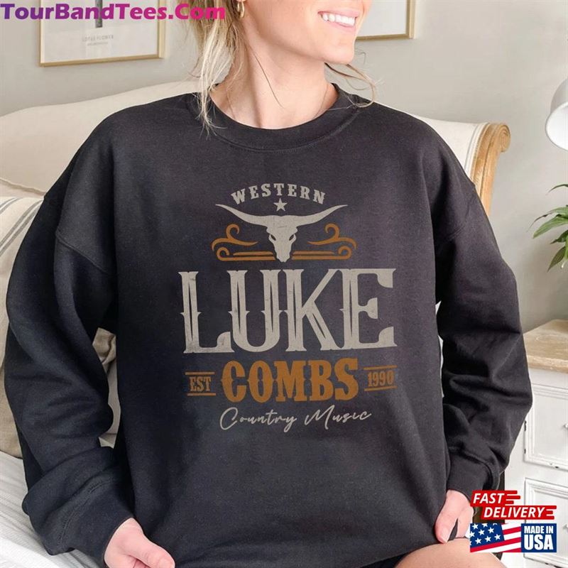 Vintage Luke Combs Est T-Shirt Hoodie Western Bullhead Tour Merch Classic 29Uf186555 – Utopia Fashion