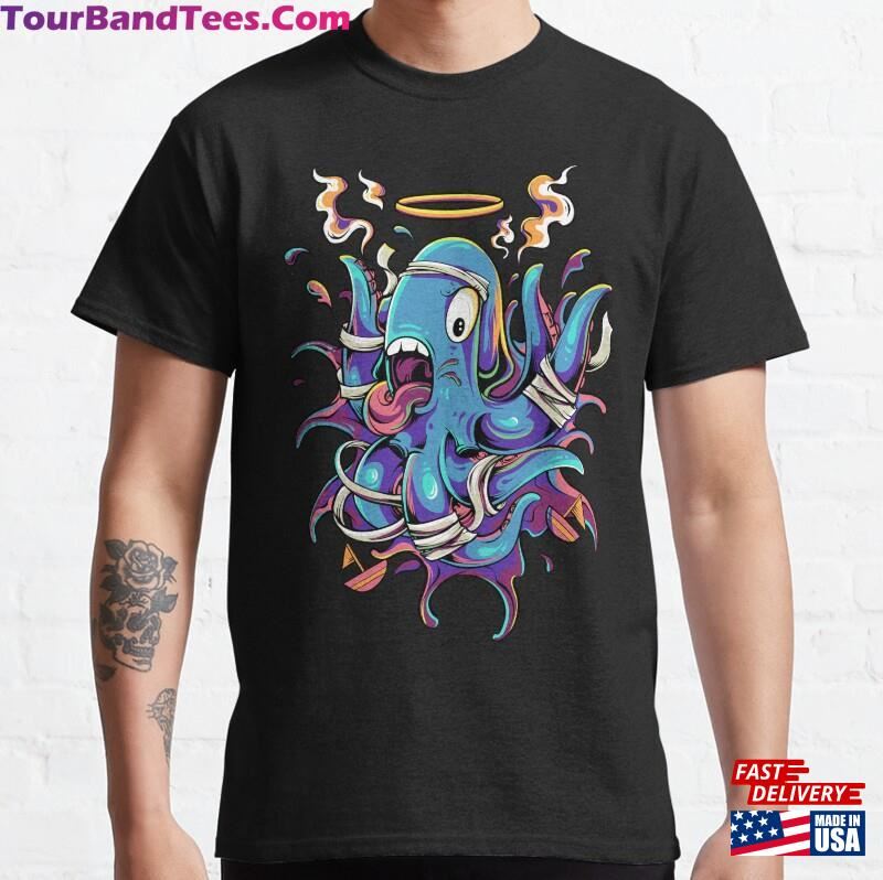 Vintage Nautical Blue Octopus In Cartoon Style T-Shirt Amp Sticker Unisex Hoodie 29Uf166750 – Utopia Fashion