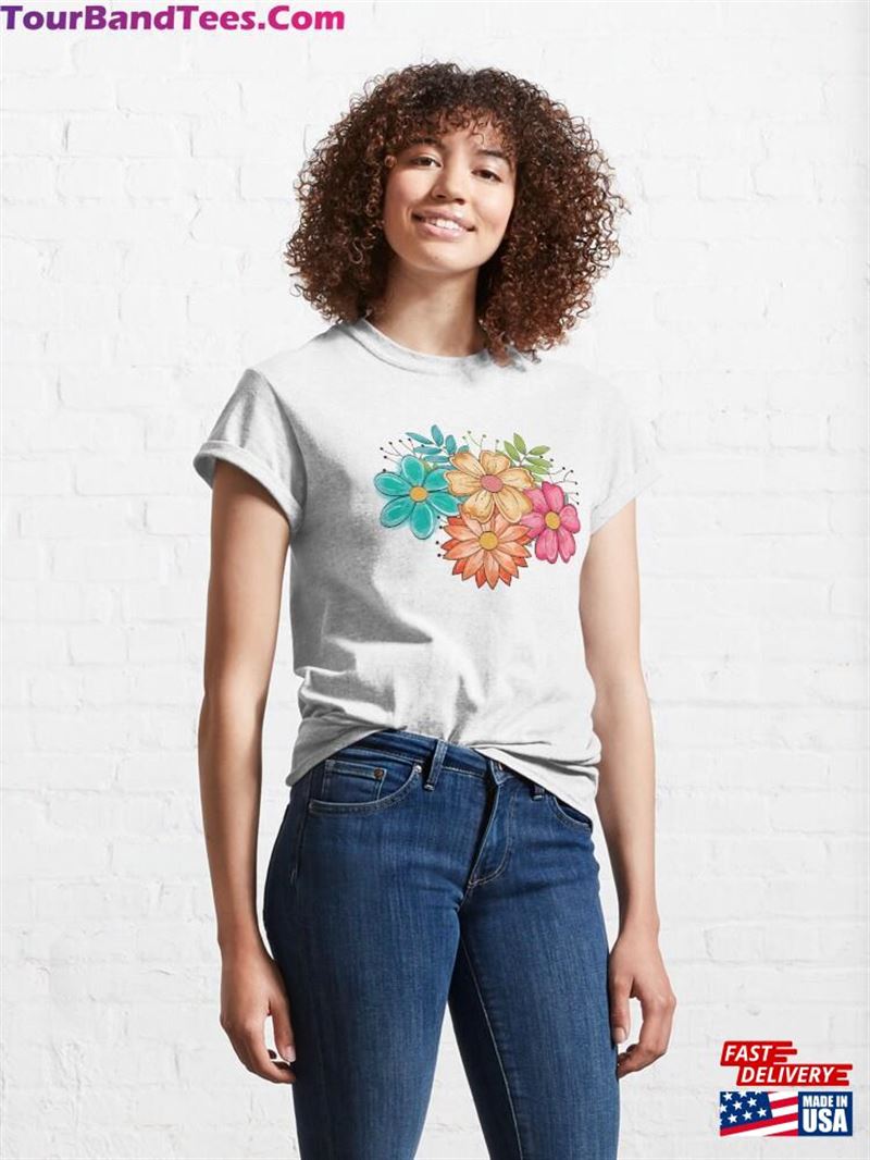 Watercolor Bouquet Of Flowers Classic T-Shirt Hoodie 29Uf167674 – Utopia Fashion