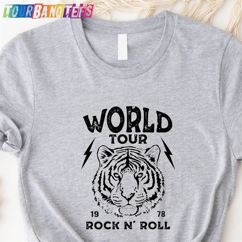 World Tour Rock N Roll Shirt Vintage Style And Tiger Music Lover Tee T-Shirt Classic 29Uf166834 – Utopia Fashion